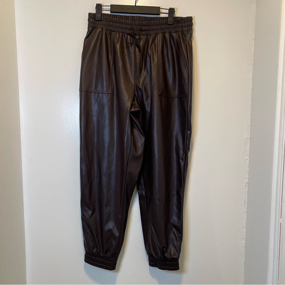 BCBGeneration brown faux leather jogger pants women’s‎ size large